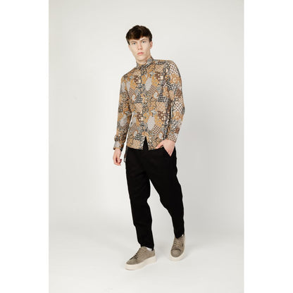 Gianni Lupo Beige Cotton Pattern Shirt