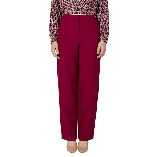 Vila Clothes Bordeaux Polyester Casual Pants