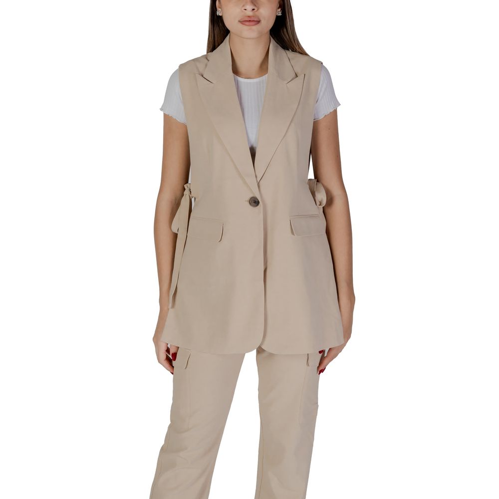 B.Young Beige Polyester Waistcoat