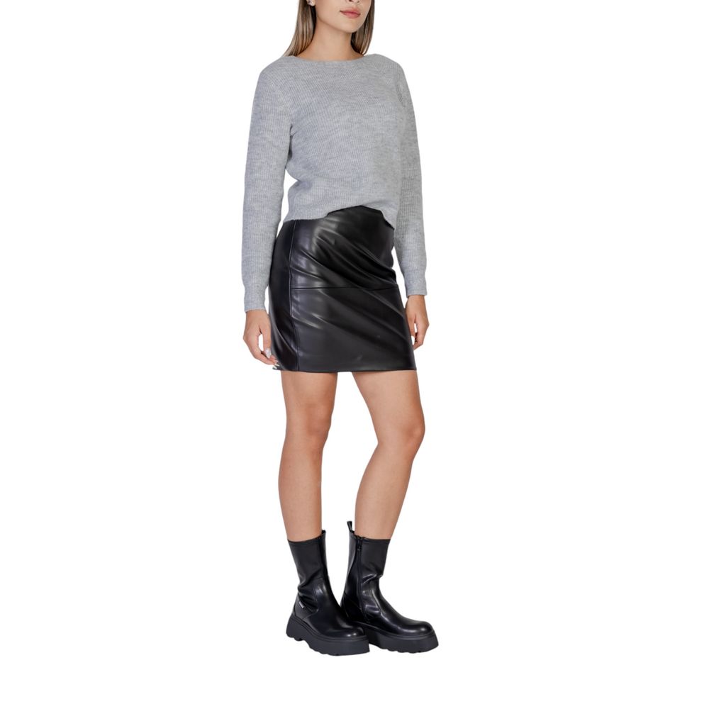 ICHI Black Polyethylene Mini Skirt