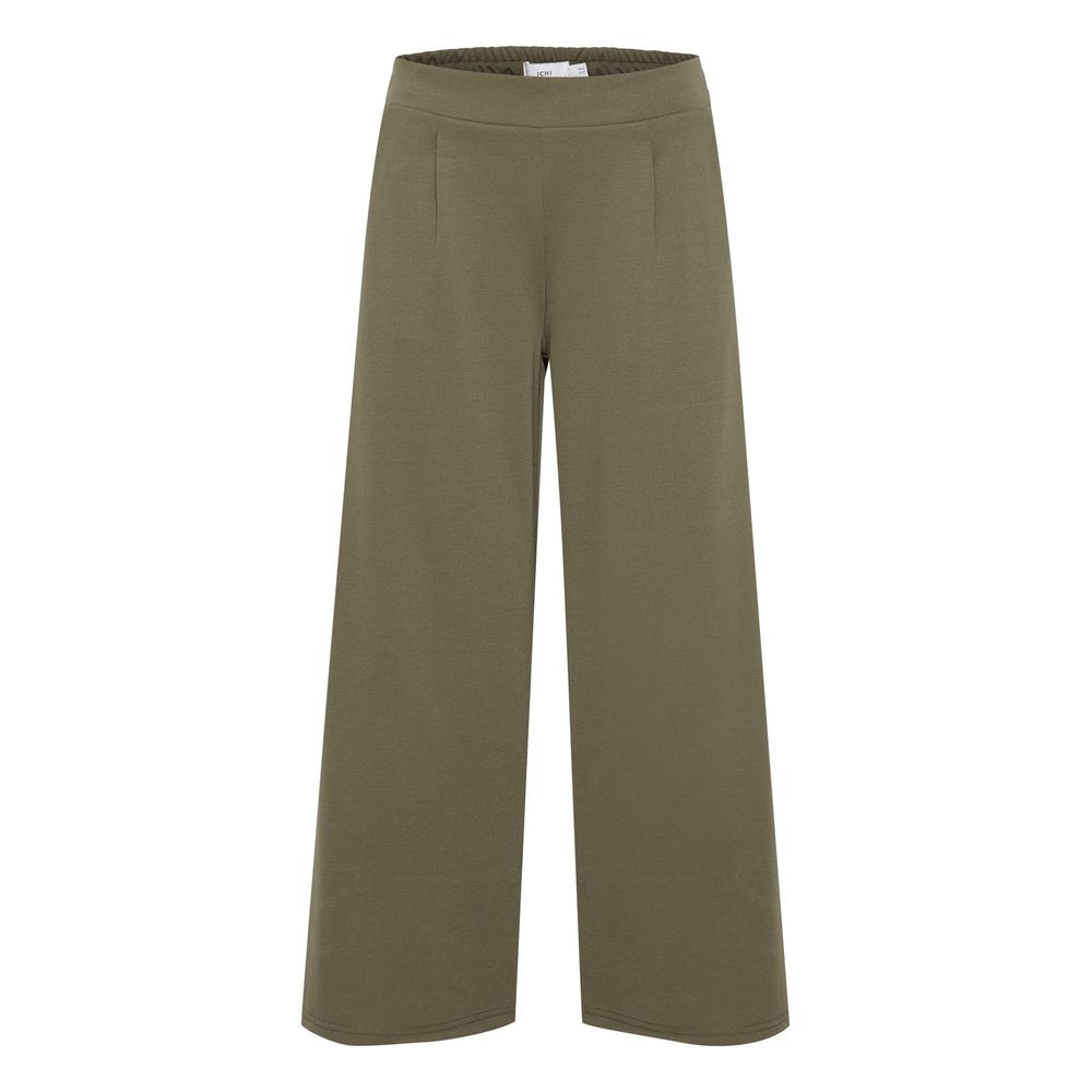 ICHI Green Recycled Polyester Flared Pants