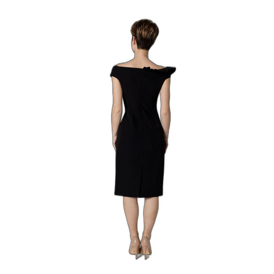 Sandro Ferrone Black Polyester Midi Dress
