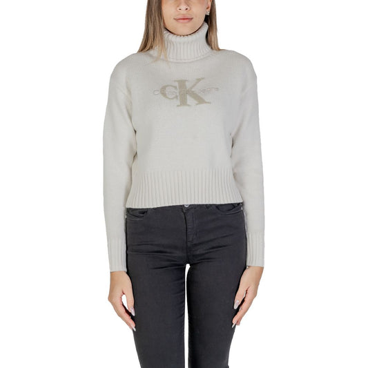 Calvin Klein Jeans Cremefarbener Baumwollpullover