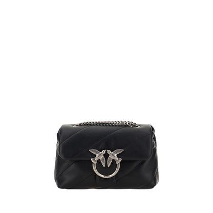 PINKO Black Calf Leather Bos Taurus Shoulder Bag