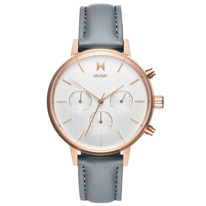 MVMT Gray Leather Dress Watch