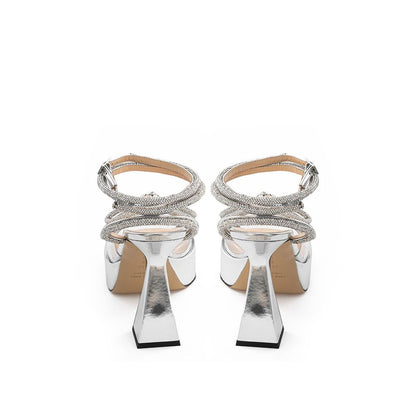 MACH & MACH Gray Leather Platform Sandals