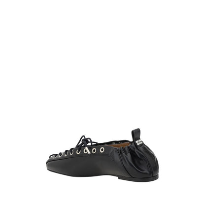 Ganni Black Polyester Ballet Flats