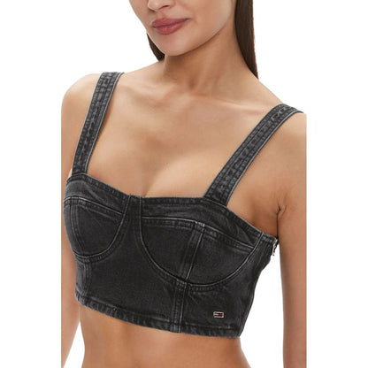Tommy Hilfiger Jeans Schwarzes Top aus recycelter Baumwolle