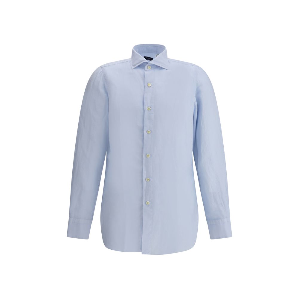 Finamore Light Blue Linen Dress Shirt