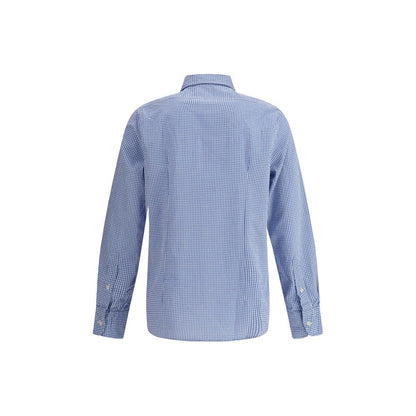 Deperlu Light Blue Cotton Pattern Shirt