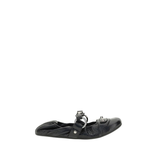 Balenciaga Black Calf Leather Bos Taurus Ballet Flats
