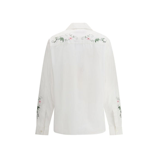 Baziszt White Cotton Pattern Shirt