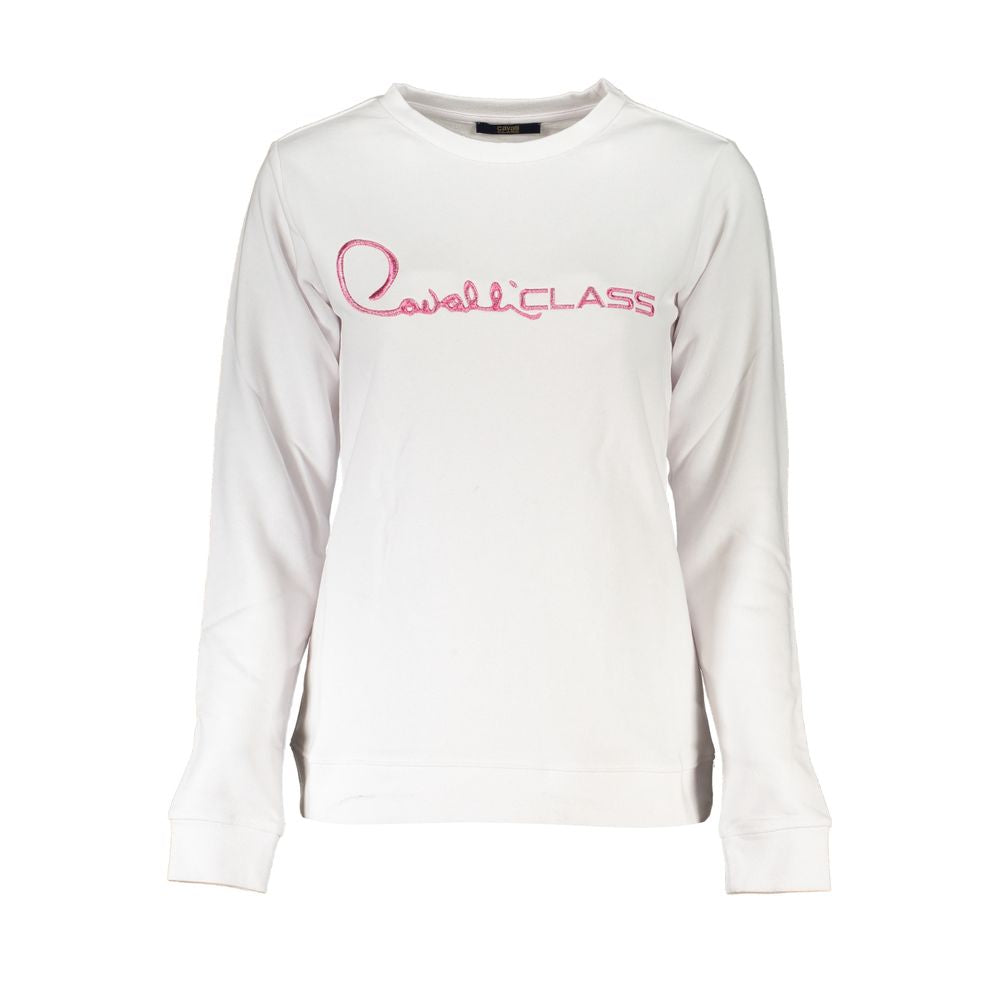 Cavalli Class White Cotton Sweatshirt