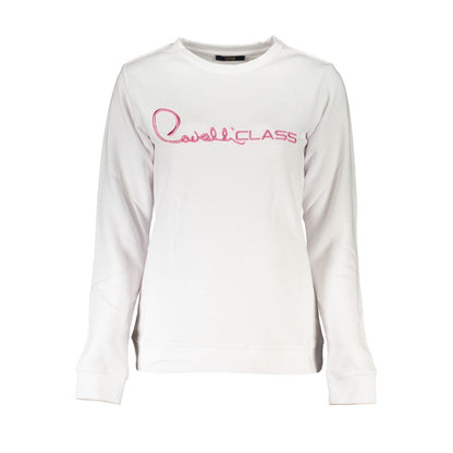 Cavalli Class White Cotton Sweatshirt