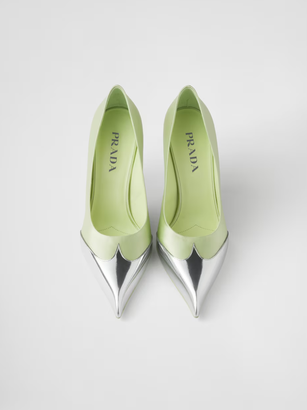 Prada Satin And Metallic Leather Pumps