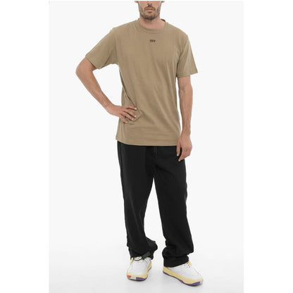 Off-White Slim Fit T-Shirt mit Rundhalsausschnitt und gesticktem Logo