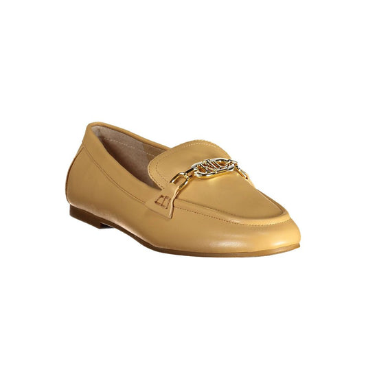 Ralph Lauren Beige Leather Women Flat Shoe