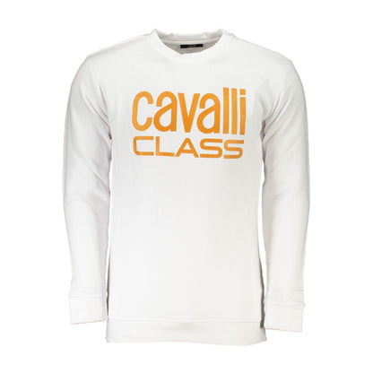 Cavalli Class White Cotton Sweatshirt