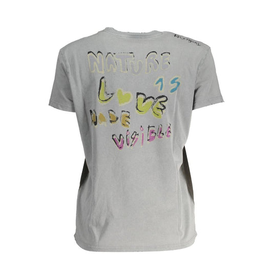 Desigual Graues Baumwoll-T-Shirt für Frauen