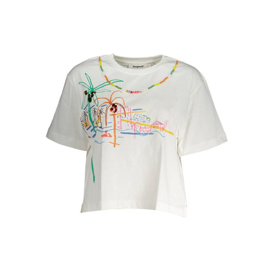 Desigual Weißes T-Shirt aus Baumwolle für Frauen