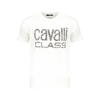 Cavalli Class White Cotton Men T-Shirt