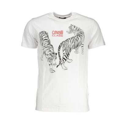 Cavalli Class Bianco Cotton Men T-Shirt
