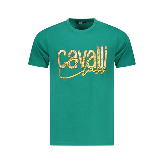 Cavalli Class Green Cotton Men T-Shirt