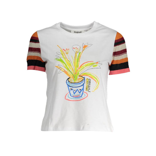 Desigual Weißes T-Shirt aus Baumwolle für Frauen