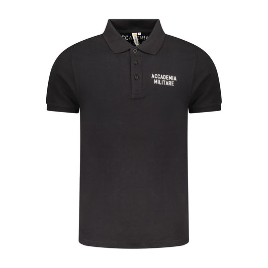 Accademia Militare Black Cotton Men Polo-Shirt