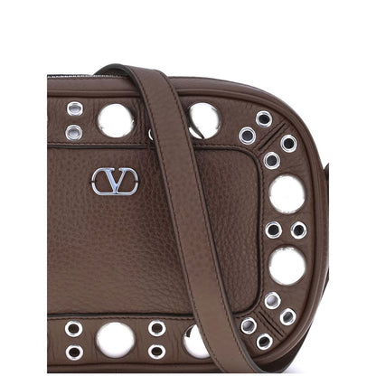 Valentino Garavani Brown Calf Leather Bos Taurus Shoulder Bag