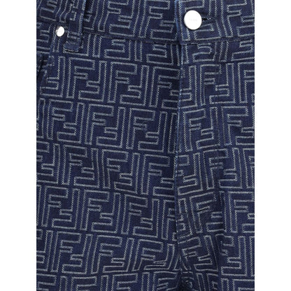Fendi Blue Cotton Bermuda Shorts