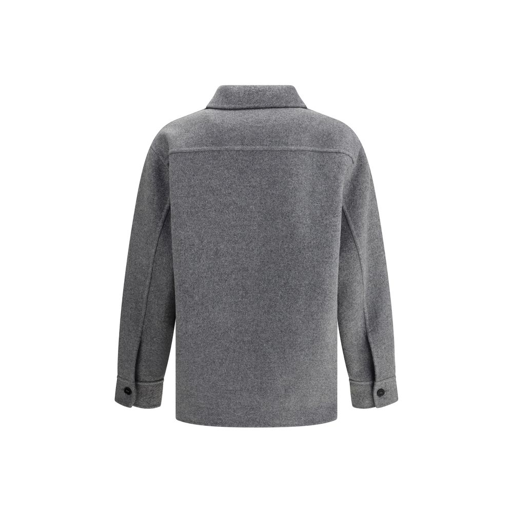 Jil Sander Gray Fleece Wool Coat