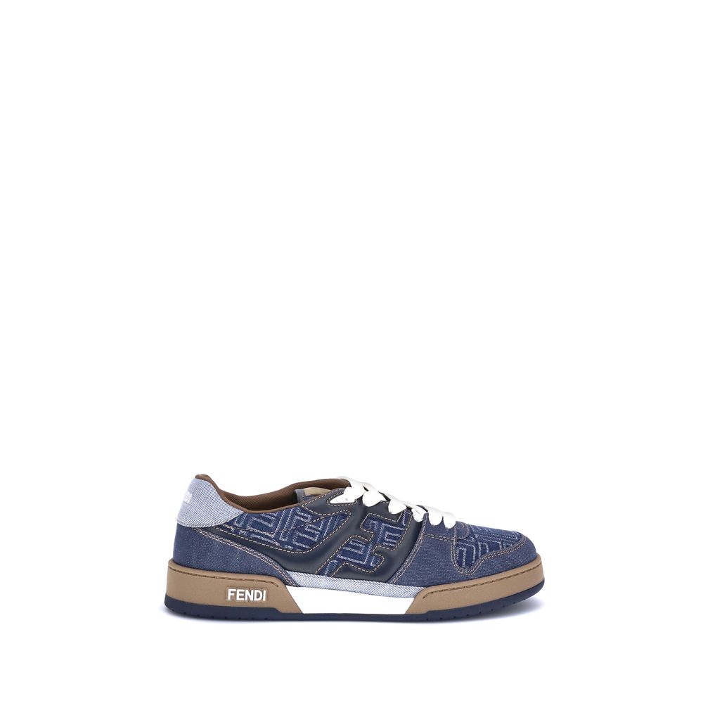 Fendi Blue Cotton Low Top Sneakers