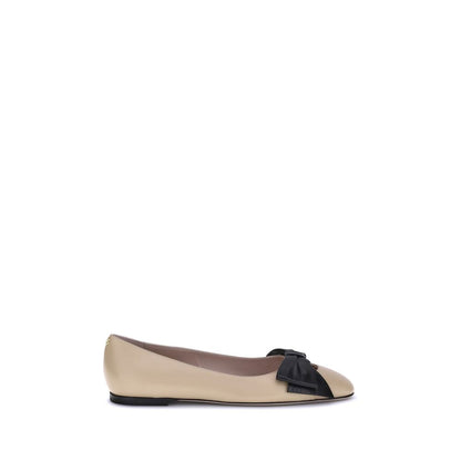 Valentino Garavani Brown Calf Leather Bos Taurus Ballet Flats