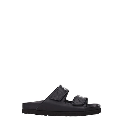 Palm Angels Black Leather Slippers