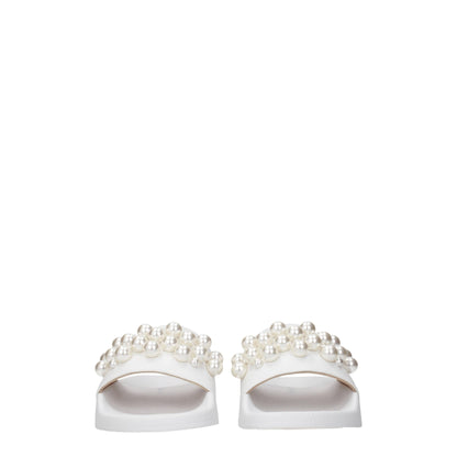 Stuart Weitzman White Leather Slippers