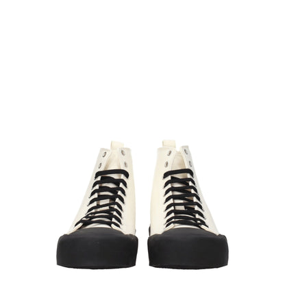 Jil Sander Beige Fabric High Top Sneakers