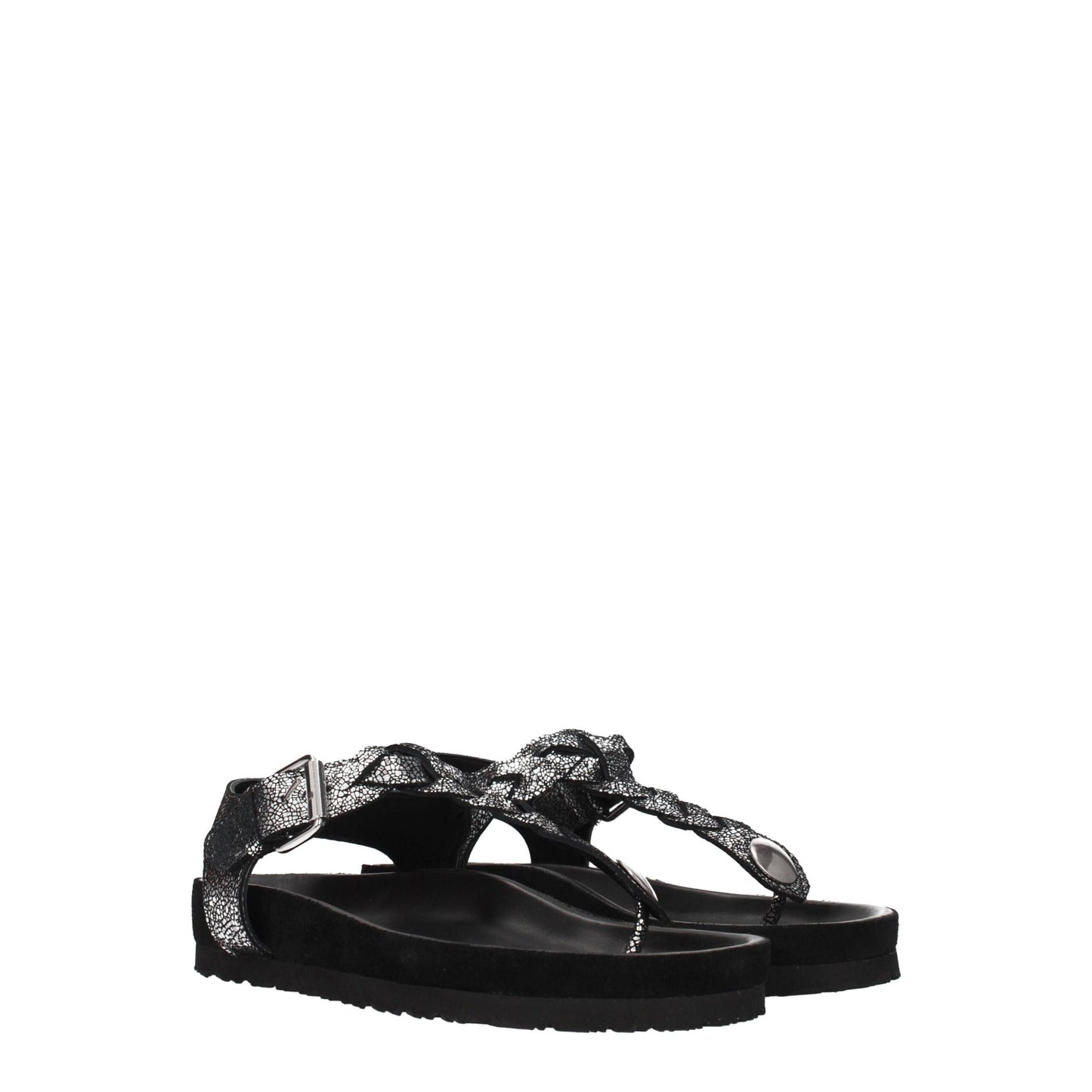 Isabel Marant Black Leather Flip-Flop Sandals