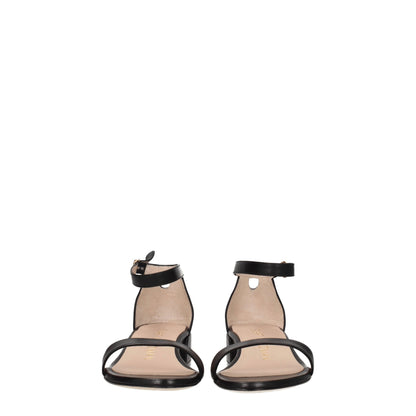 Stuart Weitzman Black Leather Sandals