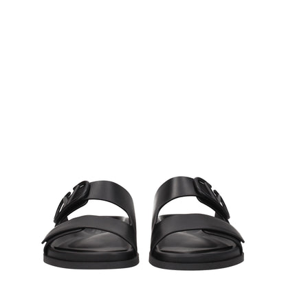 Valentino Garavani Black Leather Slippers