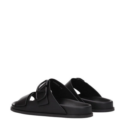 Valentino Garavani Black Leather Slippers