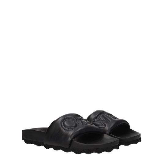 Off-White Schwarze Lederpantoffeln Sandalen