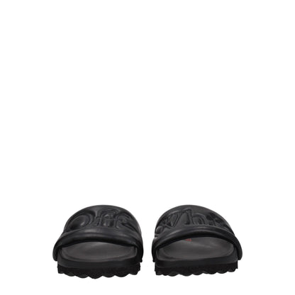 Off-White Schwarze Lederpantoffeln Sandalen