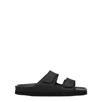Palm Angels Black Leather Slippers