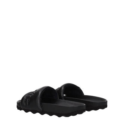 Off-White Schwarze Lederpantoffeln Sandalen