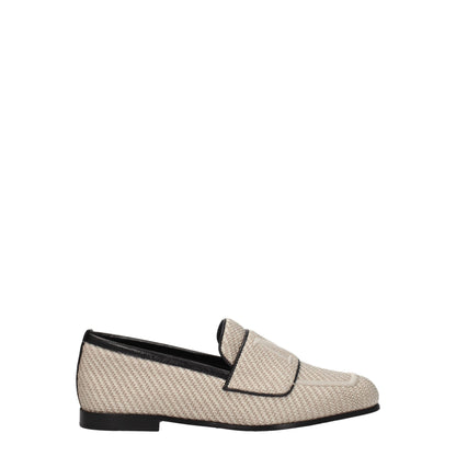Max Mara Beige Fabric Slip-On Loafers