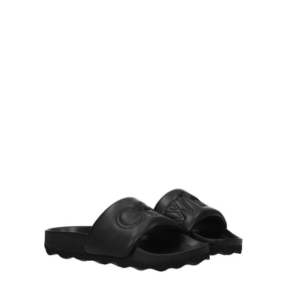 Off-White Schwarze Lederpantoffeln Sandalen