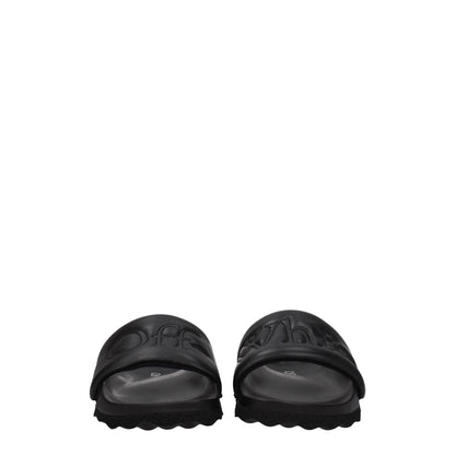 Off-White Schwarze Lederpantoffeln Sandalen