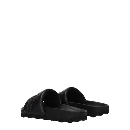 Off-White Schwarze Lederpantoffeln Sandalen