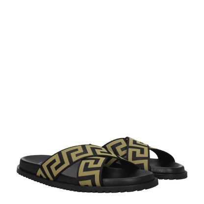 Versace Black Fabric Slippers